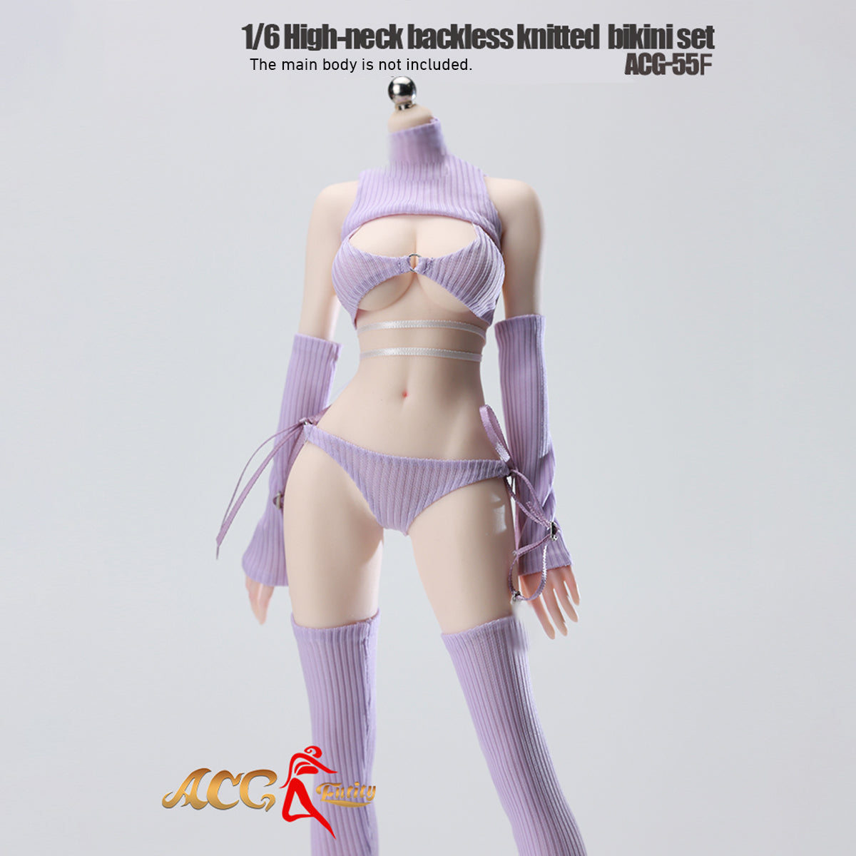 JIAOUDOLL High-Neck Backless Knitted Sweater Bodysuit Open Back Leotard (ACG-55) Fits 1/6 Scale 12 TBLeague/Jiaou Doll Action Figures