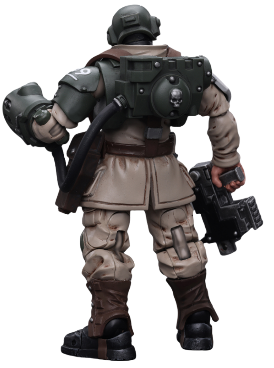 JoyToy Warhammer 40K Figurine de collection : Astra Militarum Cadian Command Squad Sergent vétéran avec Power Fist Figurines d'action à l'échelle 1/18 JT7936