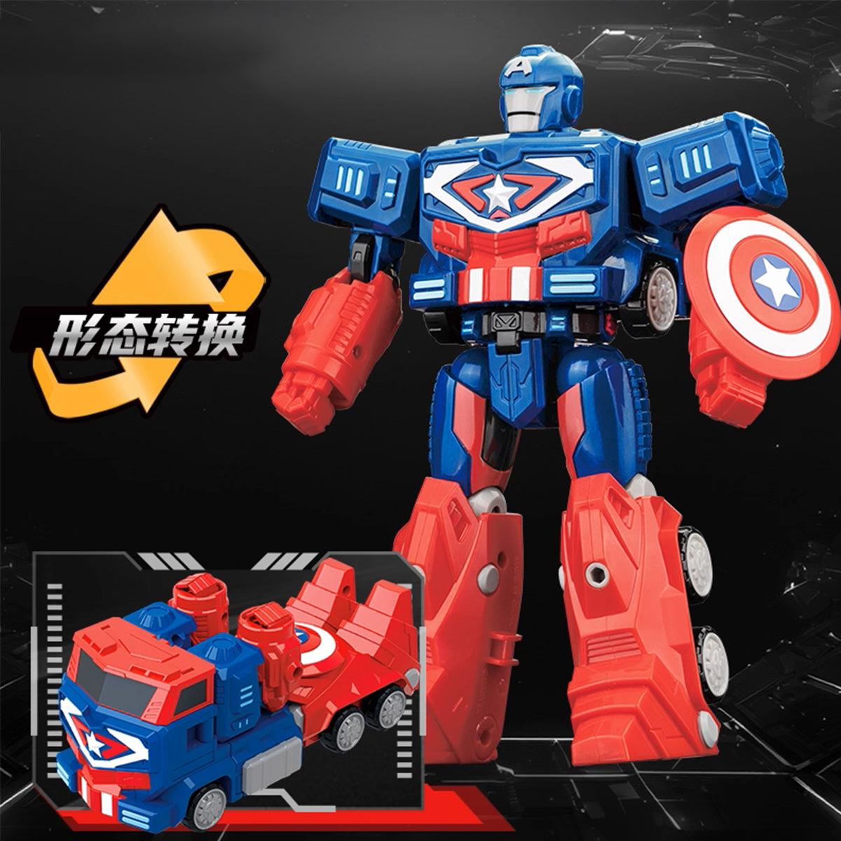 ZD Toys The Avengers Spider-Man/Black Panther/Hulk/Thor/Captain America/Iron Man Transformable Vehicle Car Model