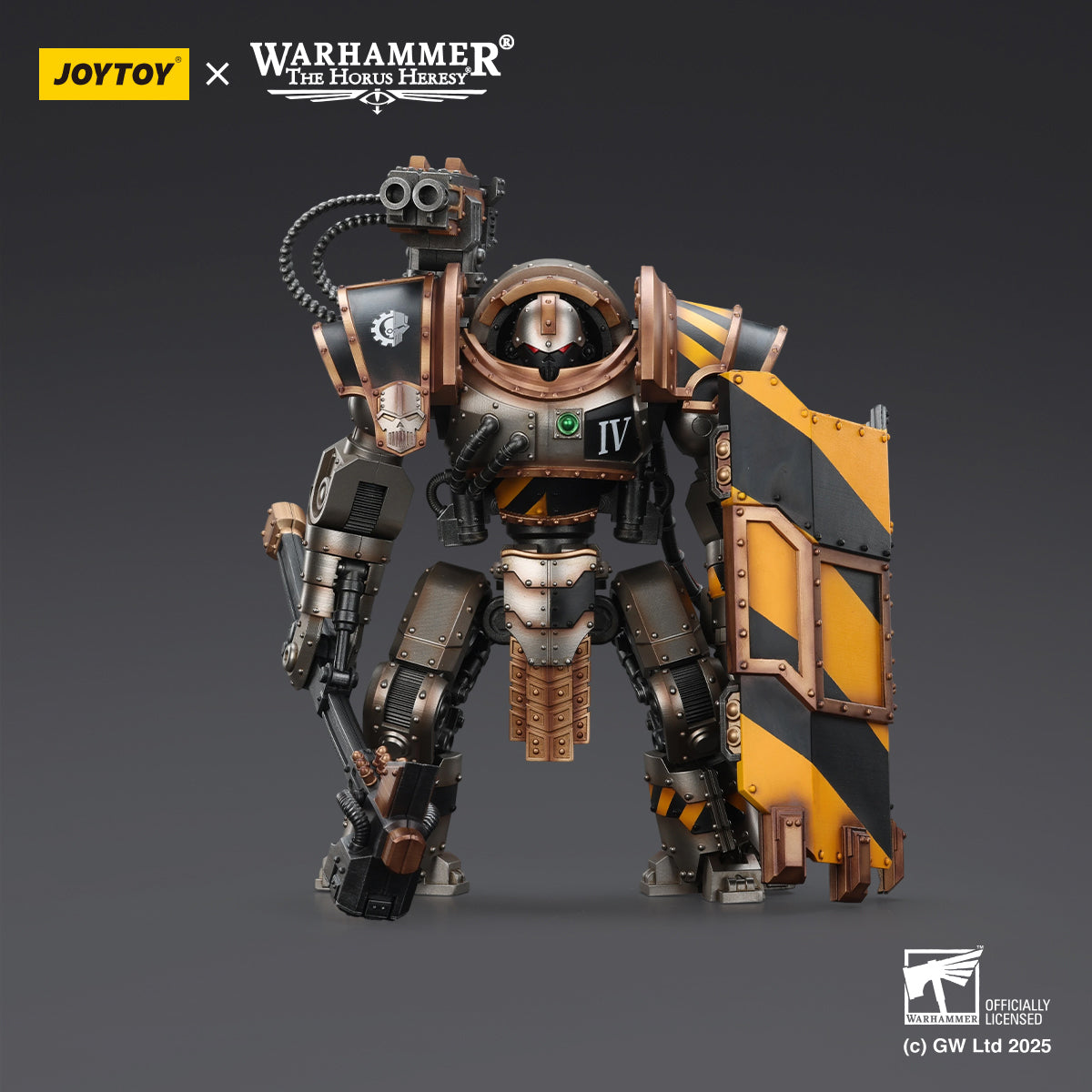 JOYTOY Iron Warriors Iron Circle Domitar-Ferrum Class Battle-automata with Karceri Battle Shield and Graviton Crusher JT02847 1/18 Scale Action Figure
