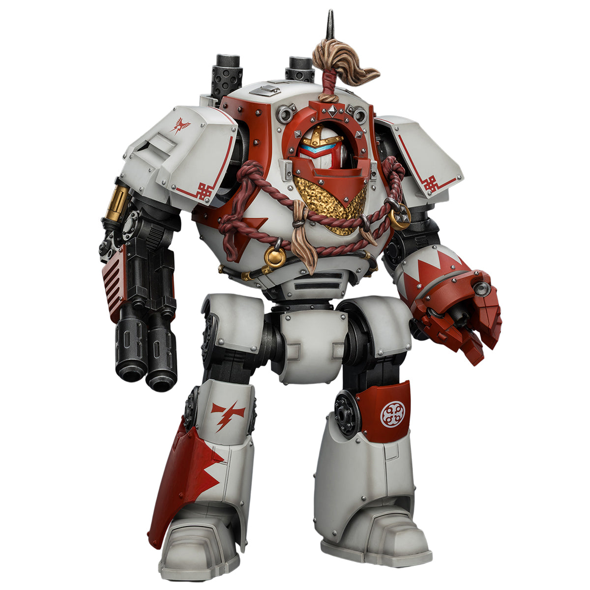 JOYTOY Warhammer 40,000 White Scars Contemptor Dreadnought & Hibou Khan Seeker of Atonement & Qin Xa - Master of the Keshig 1/18 Scale Action Figure