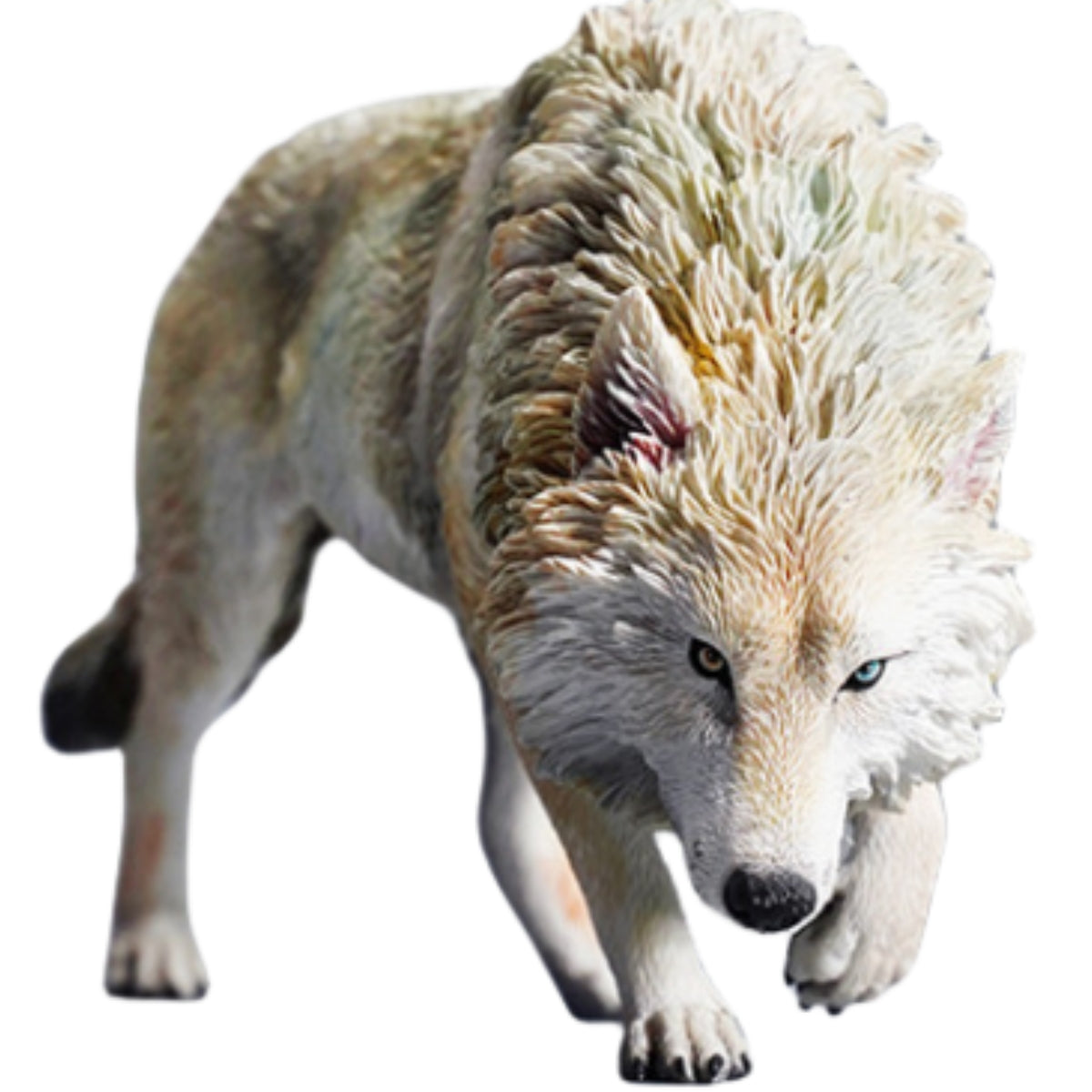 JXK Collectible Wolf Figure: North American Gray Wolf, Expertly Hand-Painted, Lifelike, Safe Resin, 1:6 Scale Miniature Animal Figurine