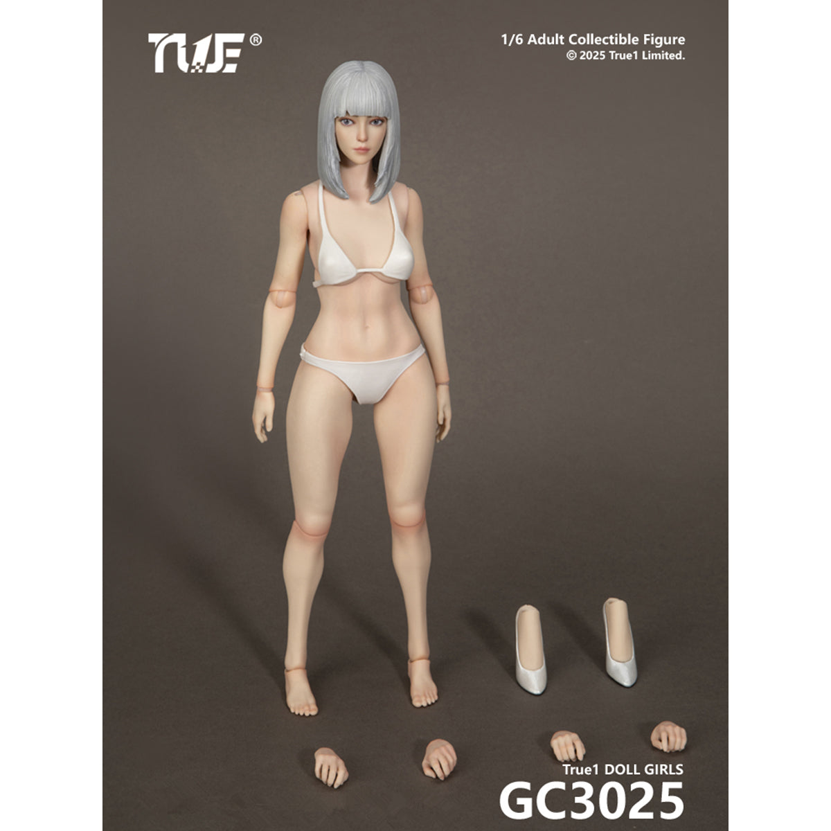 TBLeague Female Articulated Joints Black Hair Light-Suntan Skined & Gray Hair Pale-Skined with Head Sculpt 1/6 Scale Action Figure Body