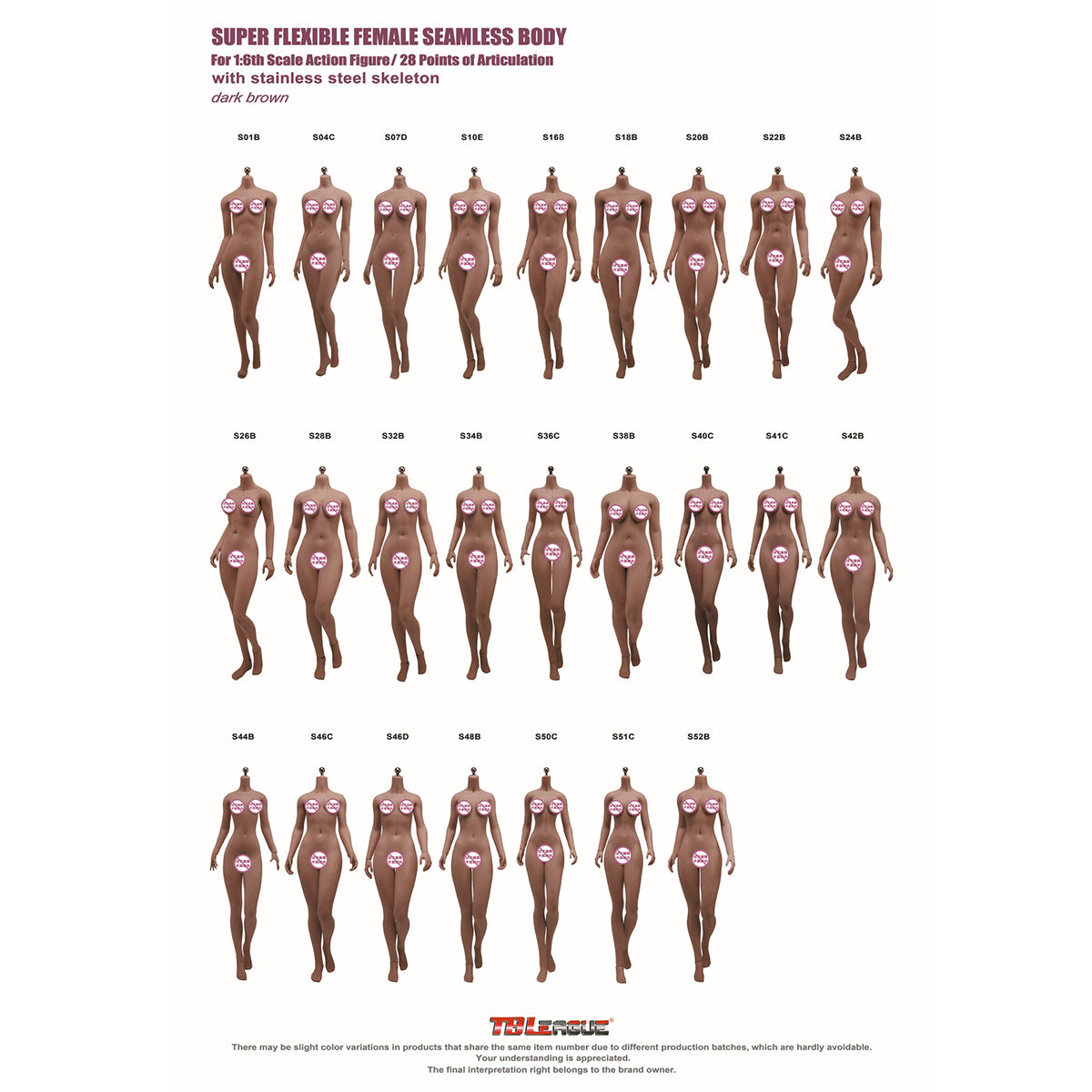 TBLeague Female Seamless Asian Type Medium Bust Headless Detachable Feet 1/6 Scale Action Figure Body