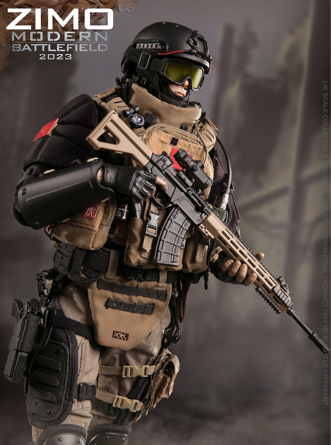 Figura coleccionable Flagset: Modern Battlefield, End War Ghost, Zimo, estilo militar, figura de acción masculina en miniatura a escala 1:6 FS73049