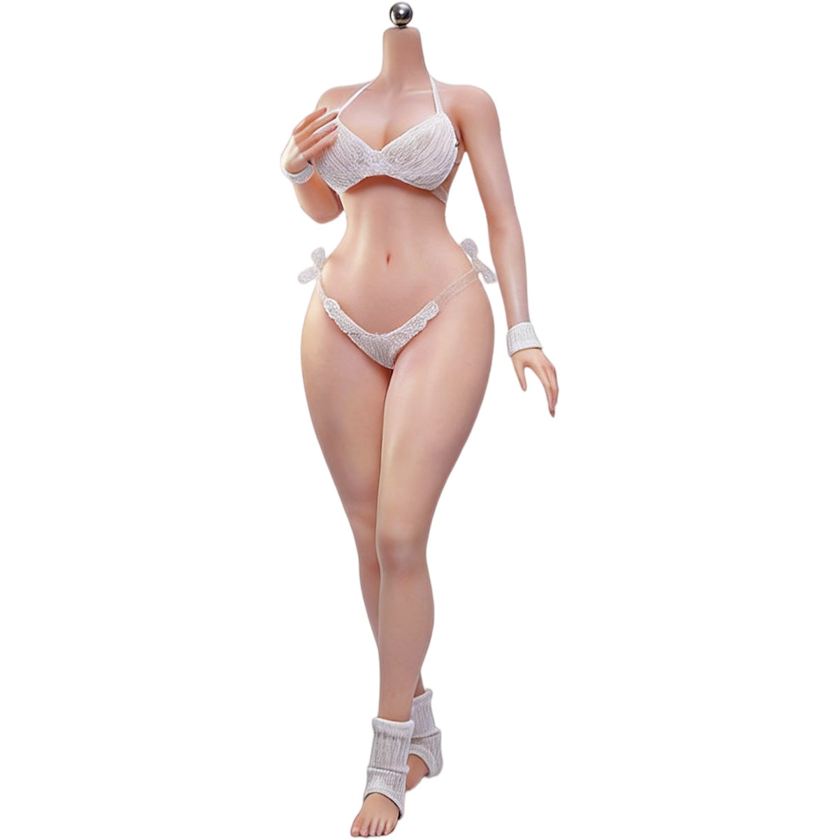 TBLeague Narrow Shoulders & Wide Hips Pear Shape New Platinum Silicone (No Realistic Head Sculpt & Handmade Eyelashes) 1/6 Scale Female Steel Skeleton Seamless Body
