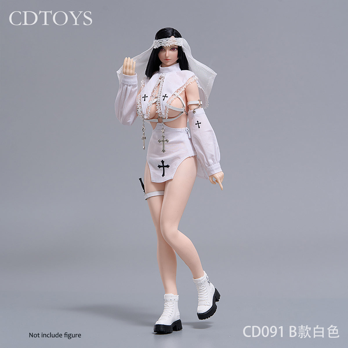 Cdtoys, Female Soldier Nun Cosplay Outfit, Doll Clothes Accessory for 12-inches Figure