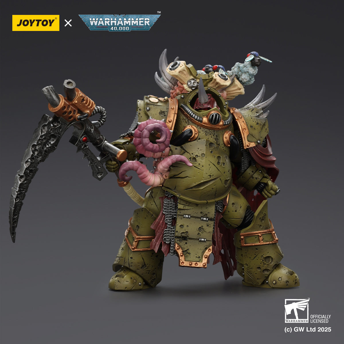 JOYTOY Death Guard Deathshroud Terminator with Manreaper and Plaguespurter Gauntlet & Champion with Manreaper and Plaguespurter Gauntlets 1/18 Scale Warhammer Action Figure