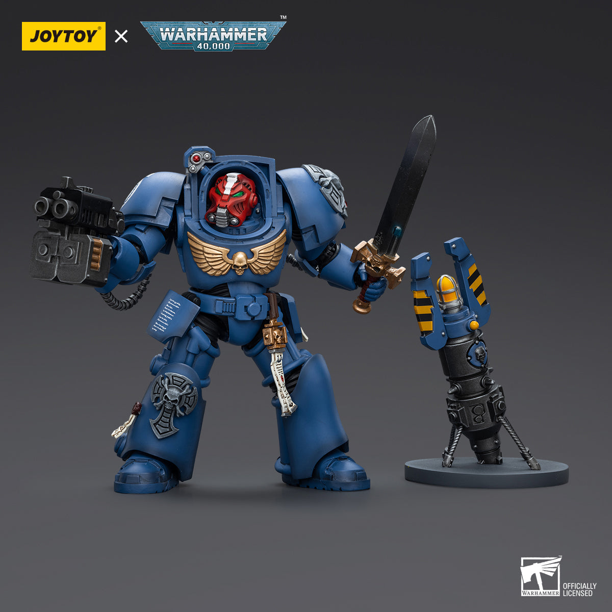 JOYTOY Warhammer 40,000, Ultramarines Terminator Squad Terminator with Assault Cannon/Terminator with Storm Bolter/Sergeant with Power Sword and Teleport Homer Action Figures