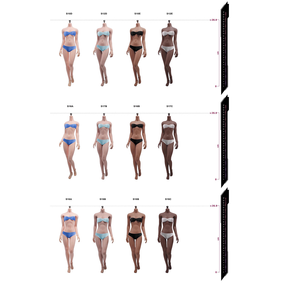 TBLeague Female Seamless Less Muscular Type Medium Bust Headless Detachable Feet 1/6 Scale Action Figure Body