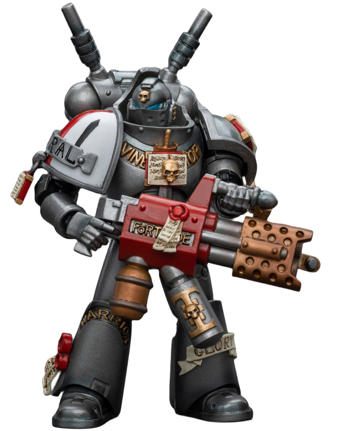 Figurine de collection JoyToy Warhammer 40K : Grey Knights Interceptor Squad Interceptor avec incinérateur, échelle 1:18, JT8971