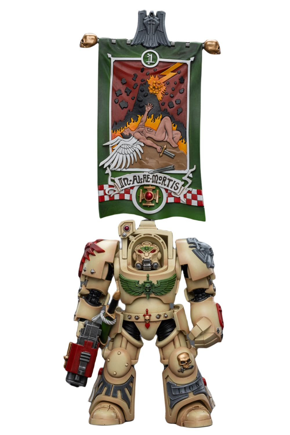 Figurine de collection JoyToy JT9176 40K : Dark Angels Deathwing Ancient avec bannière de compagnie, figurines d'action à l'échelle 1:18