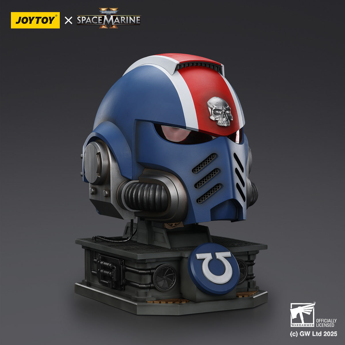 JOYTOY Warhammer 40,000, Ultramarines Lieutenant Titus' MKX Helmet & Display Stand, 1/1 Scale Collectibles