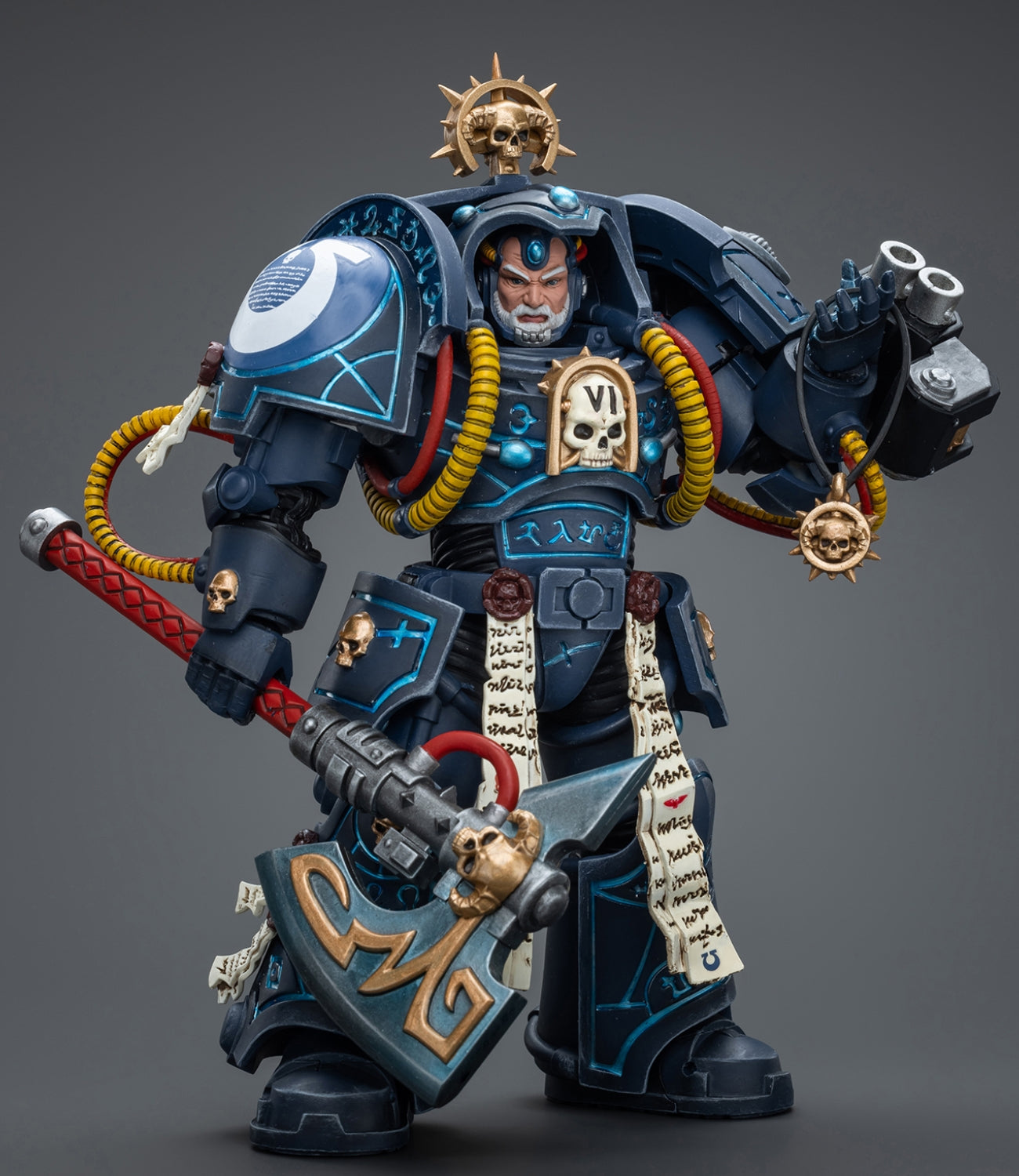 Figurine de collection JoyToy 40K : Bibliothécaire des Ultramarines en armure Terminator, échelle 1:18, JT9794
