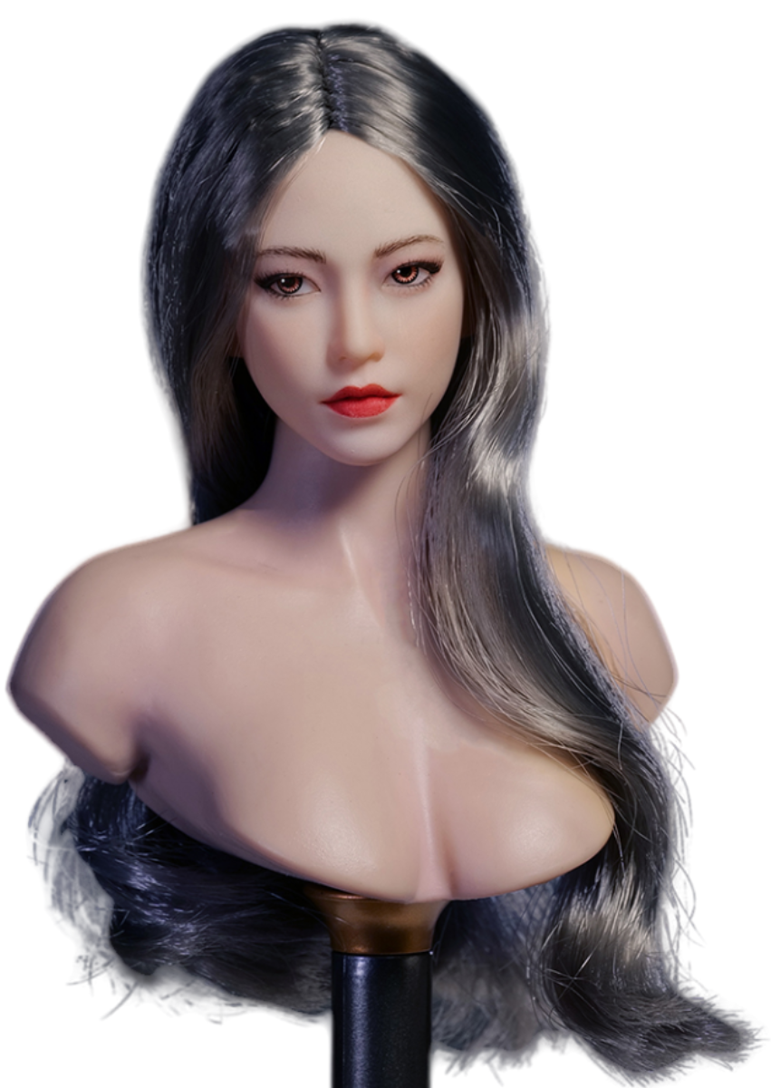 YMTOYS Asian Female Head Sculpt Huali (YMT102A) Realistic Beauty Headplay with Rooted Hair 1/6 Scale fit Action Figure