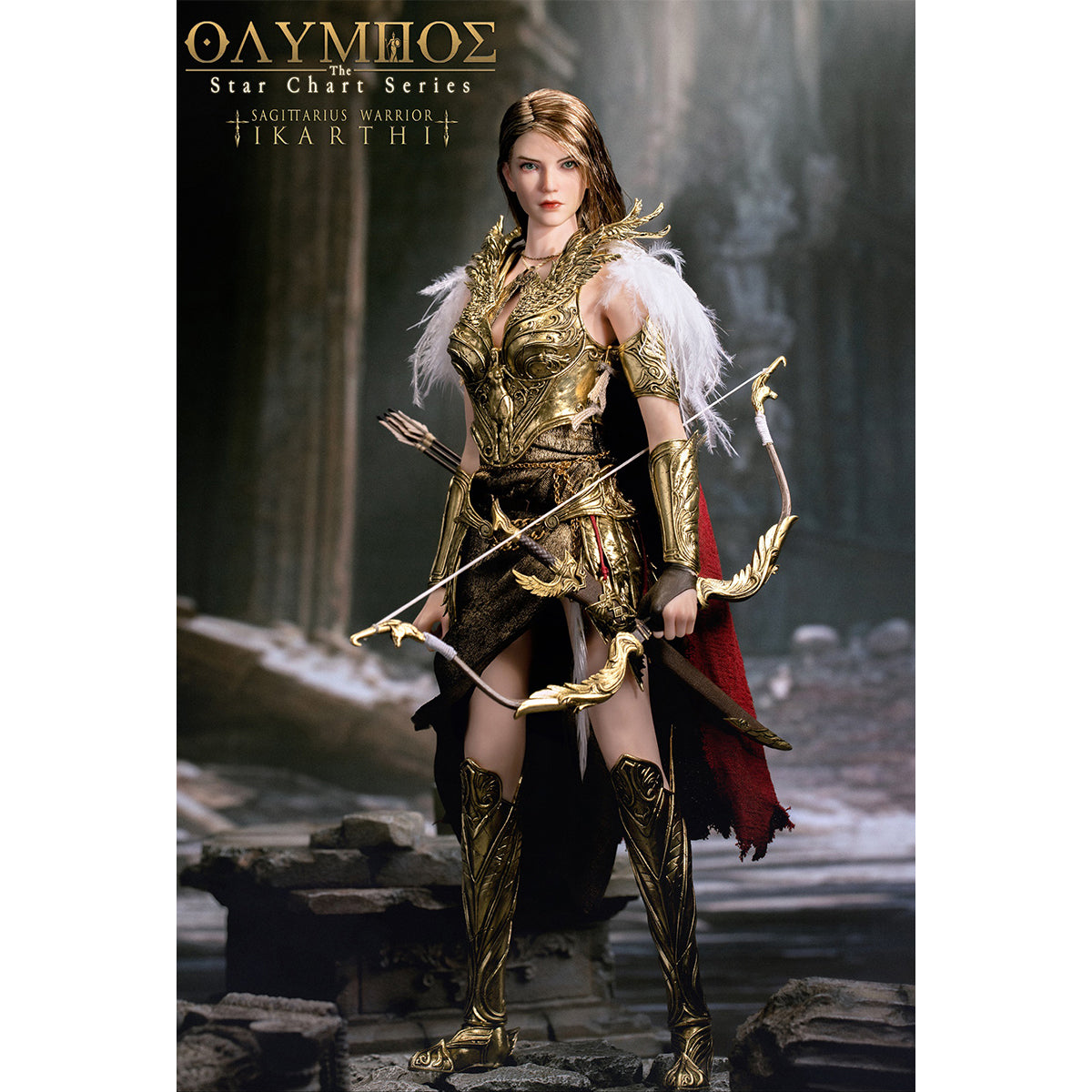 POP COSTUME, Olympus-The Star Chart Series, Sagittarius Warrior Ikarti Action Figures & Roman Ruins Scene Base
