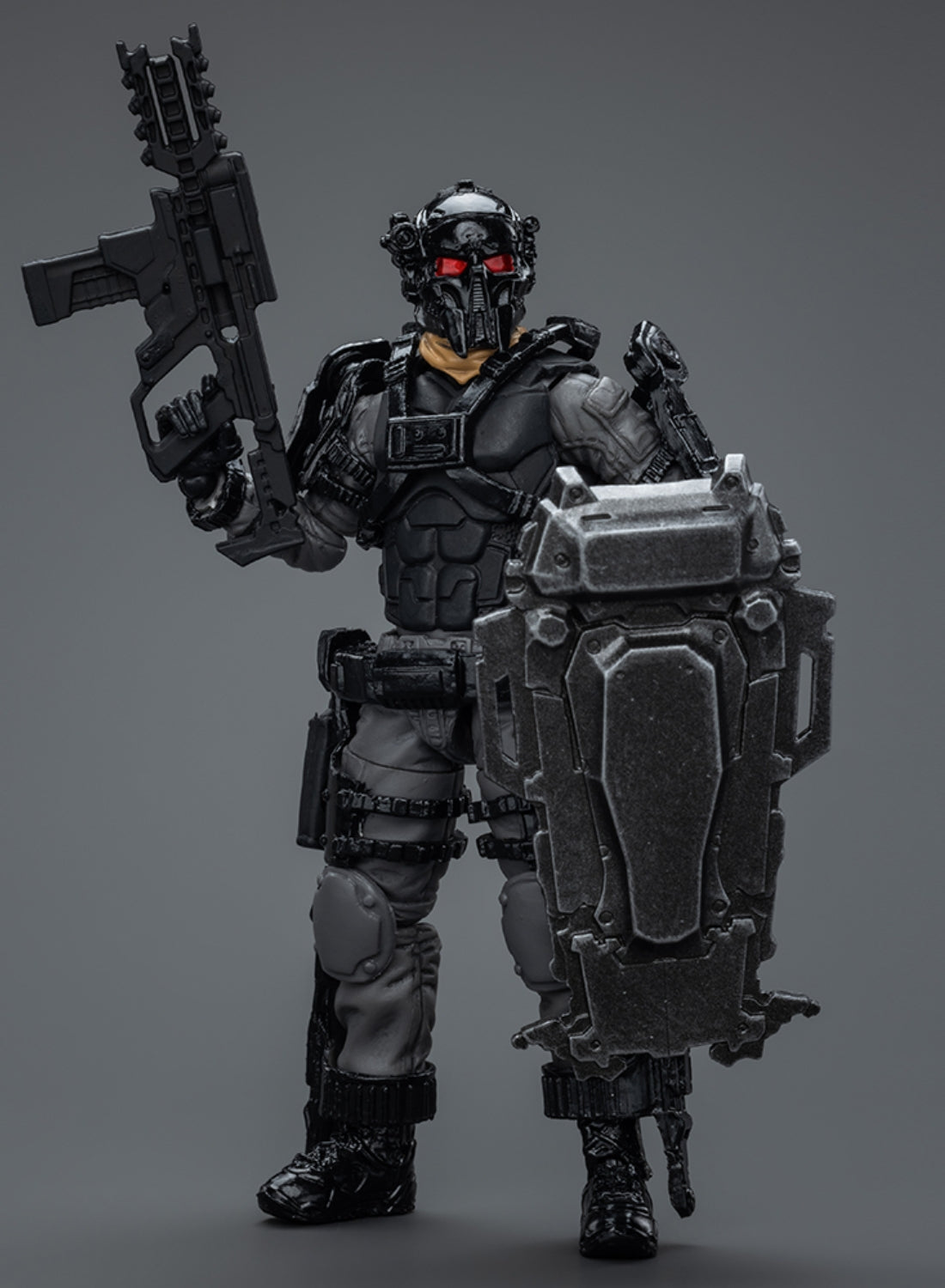 Figurine militaire de collection JoyToy : Pack de construction de l'armée, chasseur de primes avec bouclier anti-explosion, figurines d'action à l'échelle 1:18, JT1774