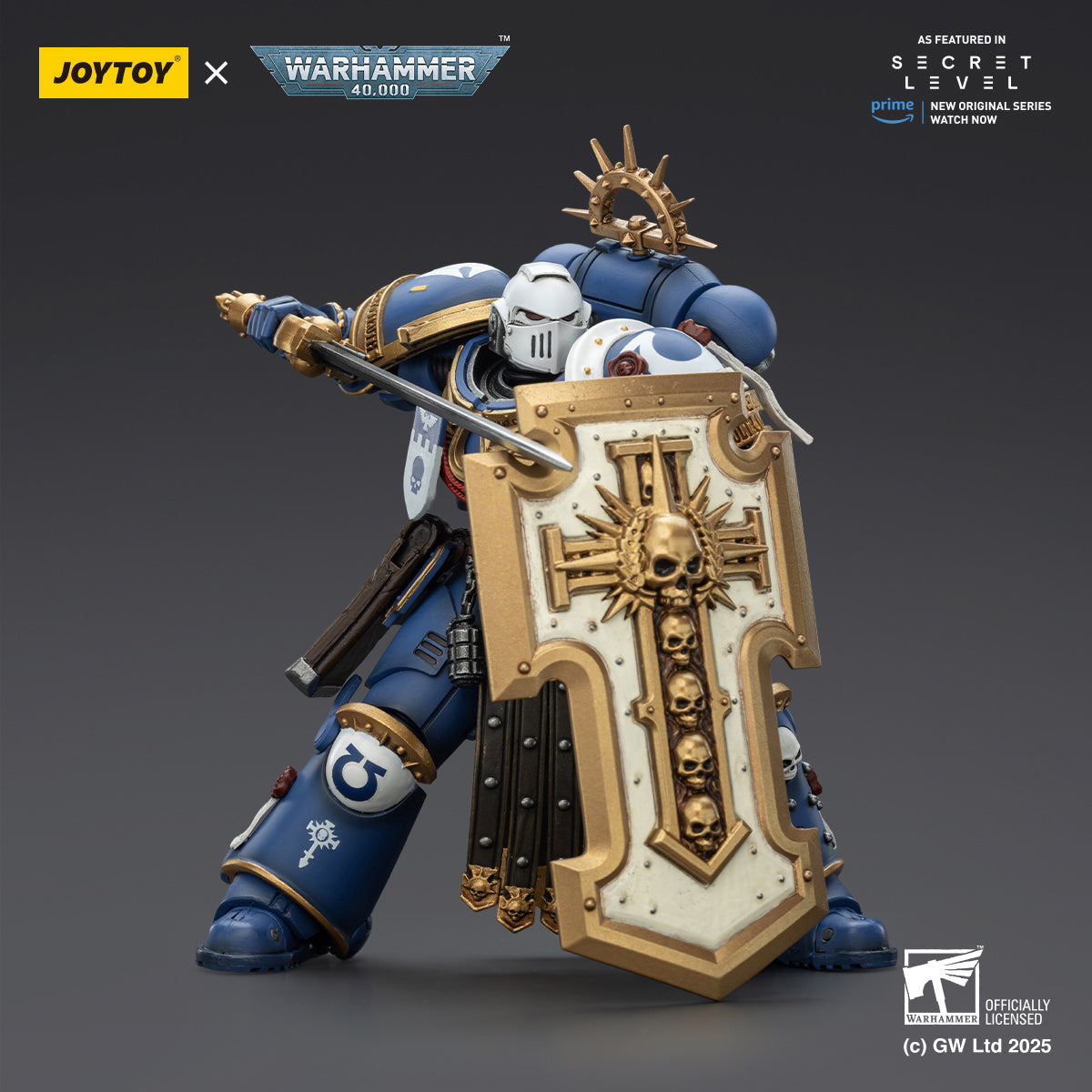 (Only Shipped to the US) JOYTOY Warhammer Ultramarines Torvald with Power Sword Stormshield and Bolt Pistol JT02809 1/18 Scale Action Figure