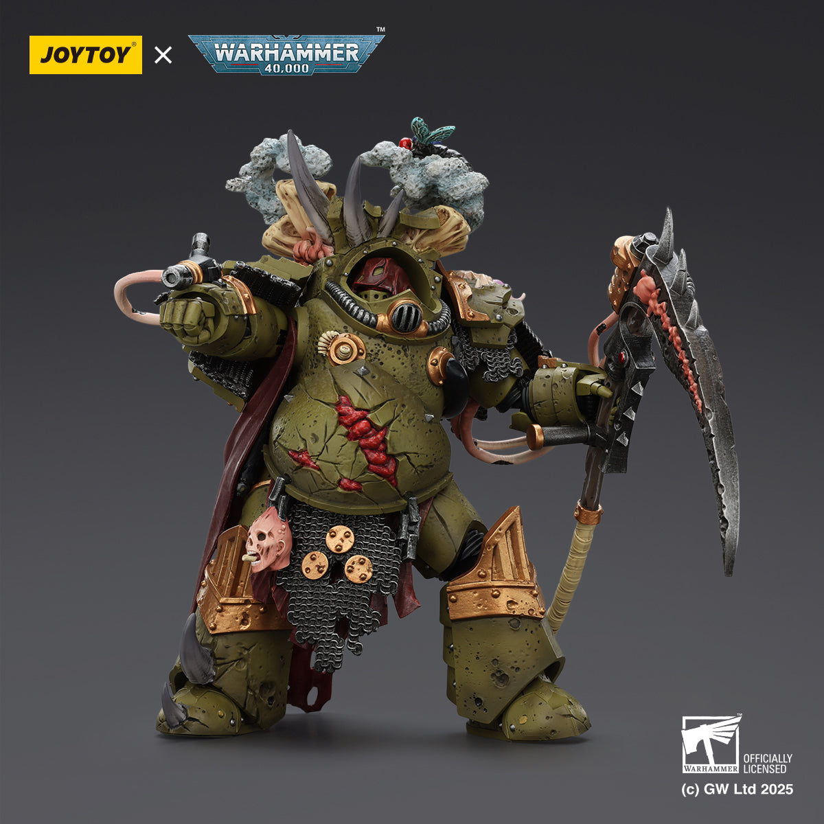 JOYTOY Death Guard Deathshroud Terminator with Manreaper and Plaguespurter Gauntlet & Champion with Manreaper and Plaguespurter Gauntlets 1/18 Scale Warhammer Action Figure