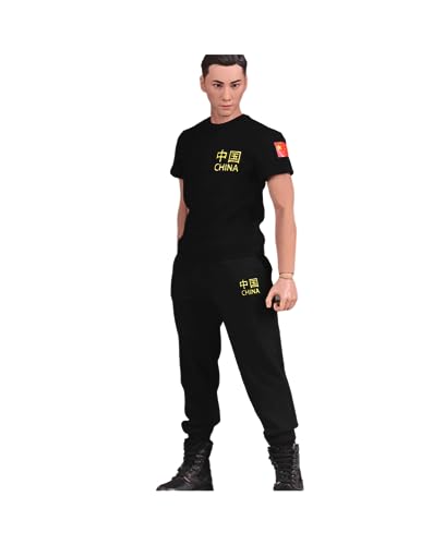 Ropa para muñeco masculino a escala 1/6: Conjunto de entrenamiento especial para aficionados militares negros para figura de acción coleccionable de 12 pulgadas SA005 (B)