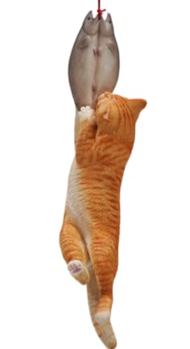 JXK Collectible Cat Figure: Cats That eat Fish 2.0, Expertly Hand-Painted, Lifelike, Safe Resin, 1:6 Scale Miniature Animal Figurine