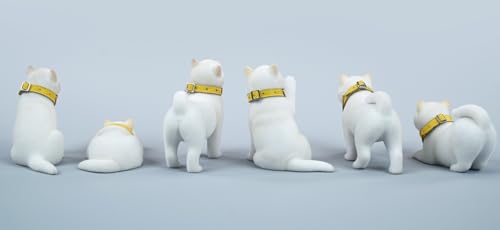 Figura de perro coleccionable pequeña JXK: Shiba Inu en bandada, figura de animal