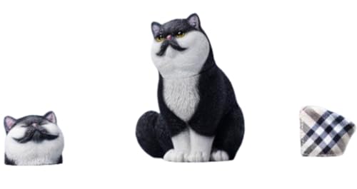 Figura de gato coleccionable JXK: Gato exótico de pelo corto con cabeza cambiante, pintado a mano por expertos, resina realista y segura, miniatura a escala 1:6.