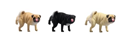 Figura de perro coleccionable JXK: Pug con patas levantadas, pintada a mano por expertos, resina realista y segura, miniatura a escala 1:6 JXK069A