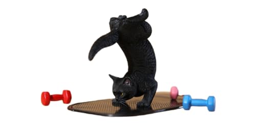 JXK Collectible Cat Figure: Yoga Cat 2.0, Expertly Hand-Painted, Lifelike, Safe Resin, 1:6 Scale Miniature Animal Figurine
