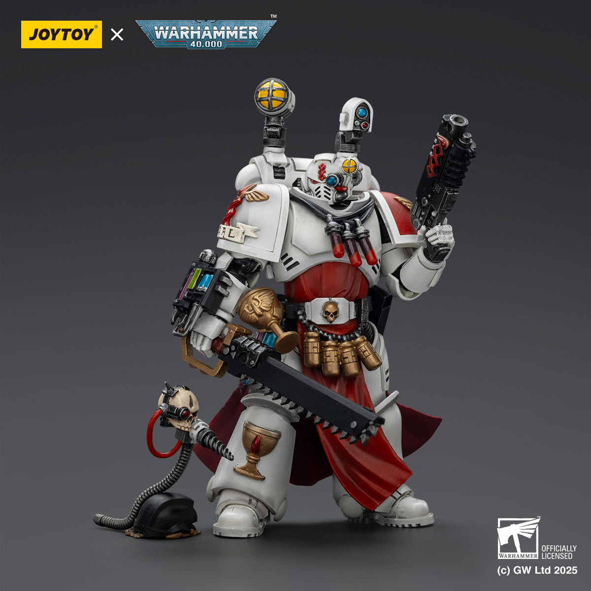 JOYTOY Warhammer 40,000, Razorback with twin lascannon/Captain with Heavy Bolt Pistol & Power Sword/Sanguinary Priest with Heavy bolt pistol chainsword and narthecium/Captain with Inferno Pistol & Power Fist, 1/18 Scale Action Figure