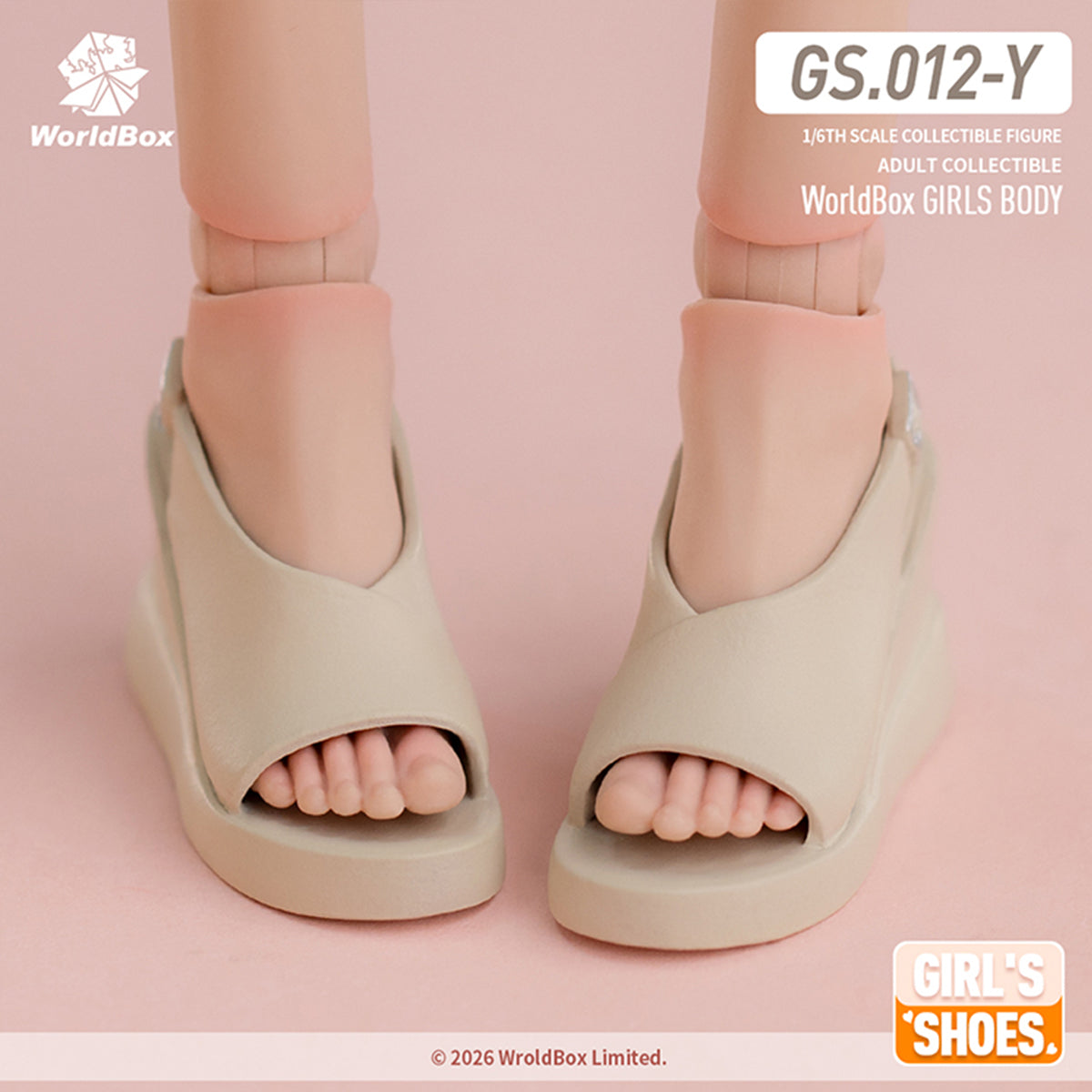 Worldbox Female Apricot Sandals Shoes Boots GS012Y 1/6 Scale Doll Accessory Fit Action Figure