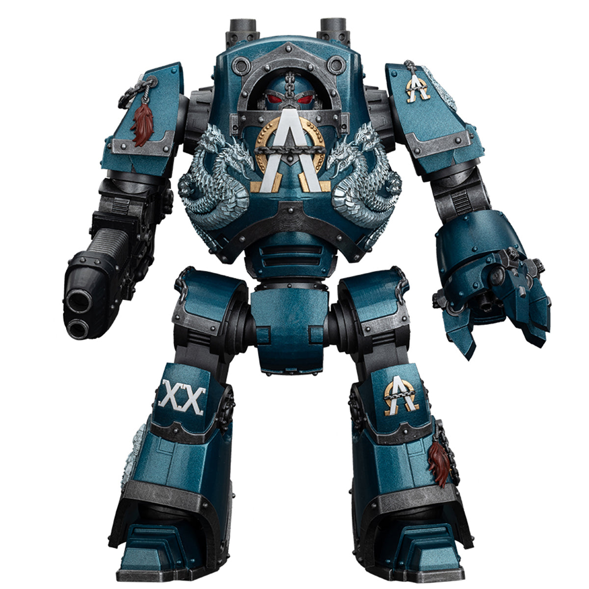 JOYTOY Warhammer The Horus Heresy Alpha Legion Contemptor Dreadnought con figuras de acción de cañón de plasma Gravis
