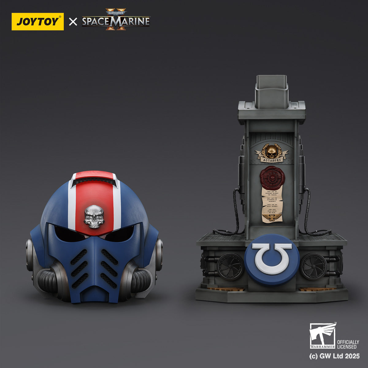 JOYTOY Warhammer 40,000, Ultramarines Lieutenant Titus' MKX Helmet & Display Stand, 1/1 Scale Collectibles