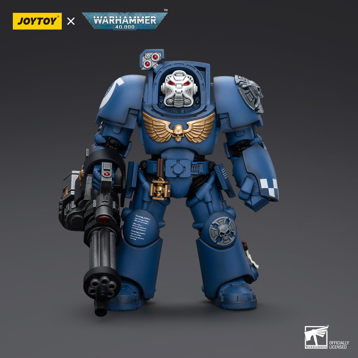 JOYTOY Warhammer 40,000, Ultramarines Terminator Squad Terminator with Assault Cannon/Terminator with Storm Bolter/Sergeant with Power Sword and Teleport Homer Action Figures