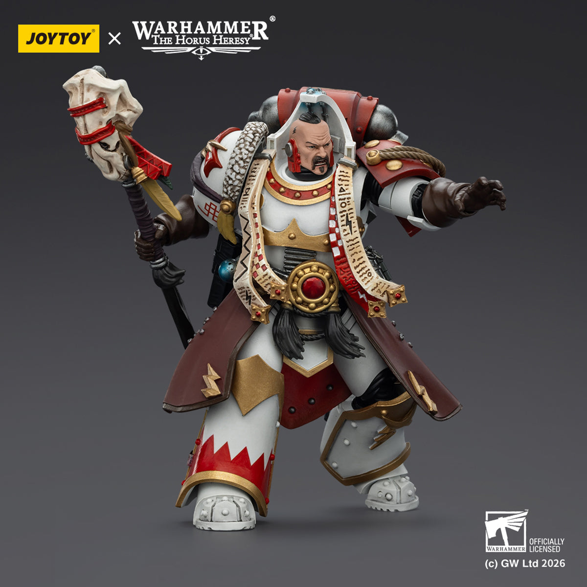 JOYTOY White Scars Legion Praetor in Cataphractii Terminator Armour & Stormseer Consul with Force Staff and Bolt Pistol JT03486 1/18 Scale Action Figure