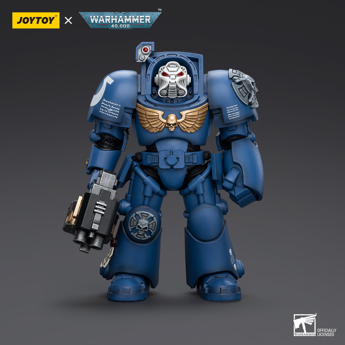 JOYTOY Warhammer 40,000, Ultramarines Terminator Squad Terminator with Assault Cannon/Terminator with Storm Bolter/Sergeant with Power Sword and Teleport Homer Action Figures