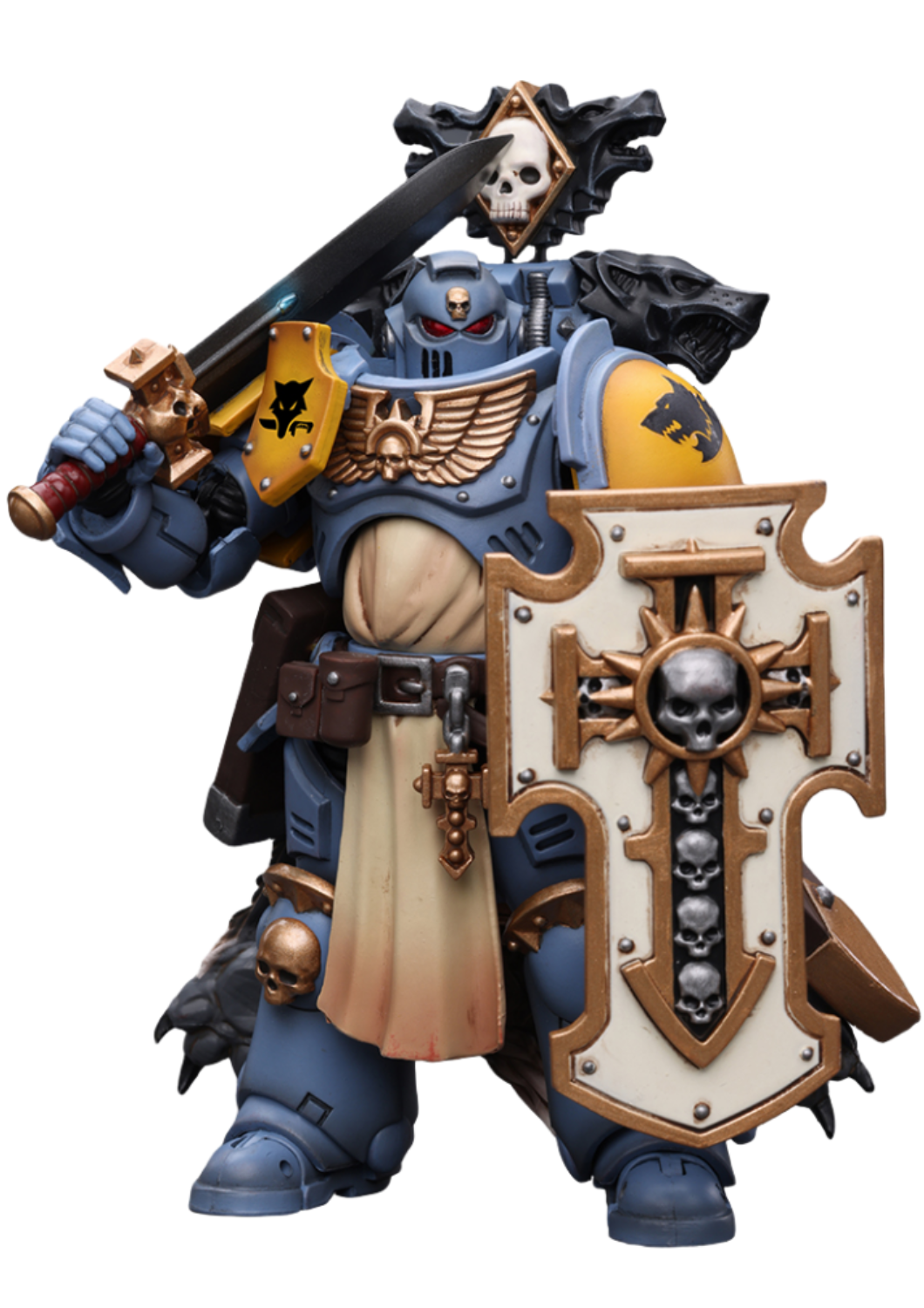 Figurine de collection JoyToy 40K : Primaris Space Marines Space Wolves Bladeguard Veteran, échelle 1:18, figurines d'action JT2795 (Space Wolves JT2795)