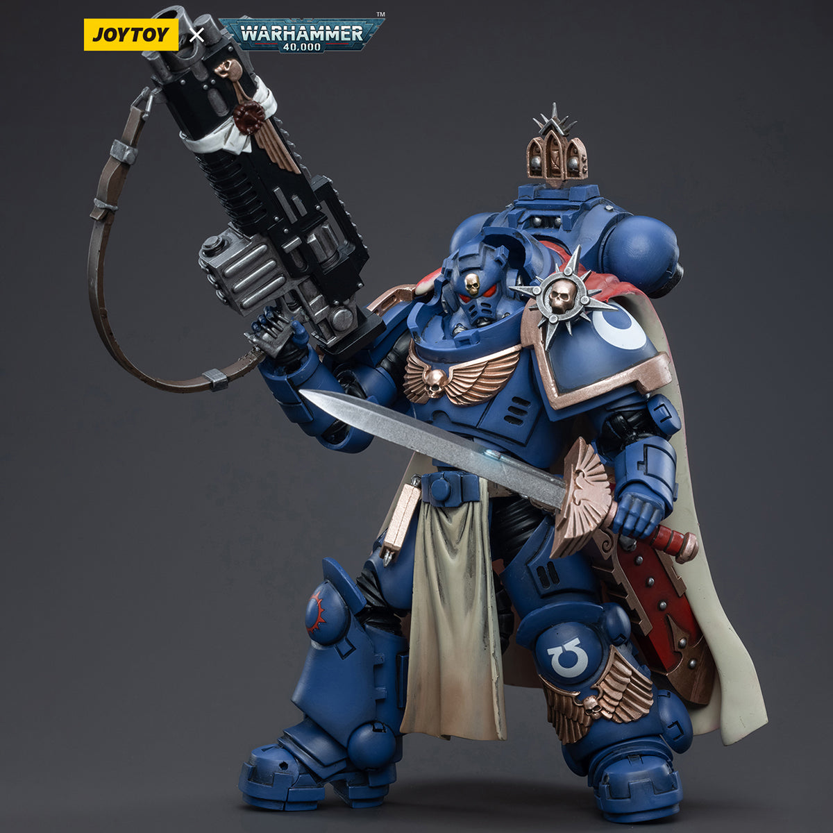 JOYTOY Warhammer 40,000 Ultramarines Captain with Master-crafted Heavy Bolt rifle JT3556 1/18 Scale Action Figure