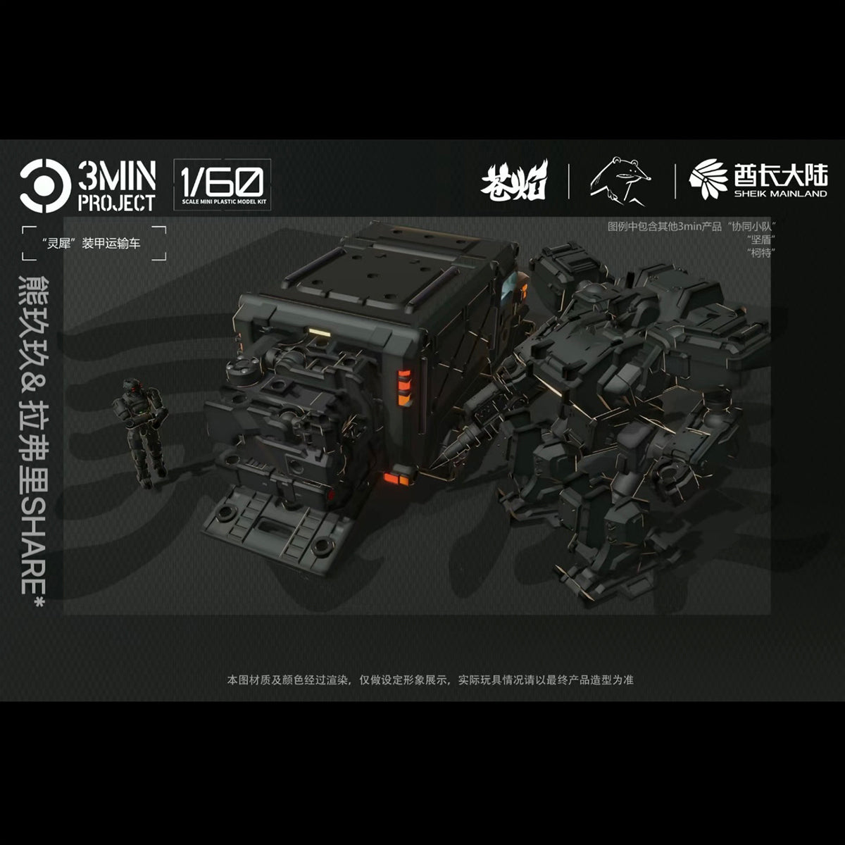 Sheik Mainland 3MIN PROJECT Lingxi Armored Vehicle (2in1) 1/60 Scale Model Kit