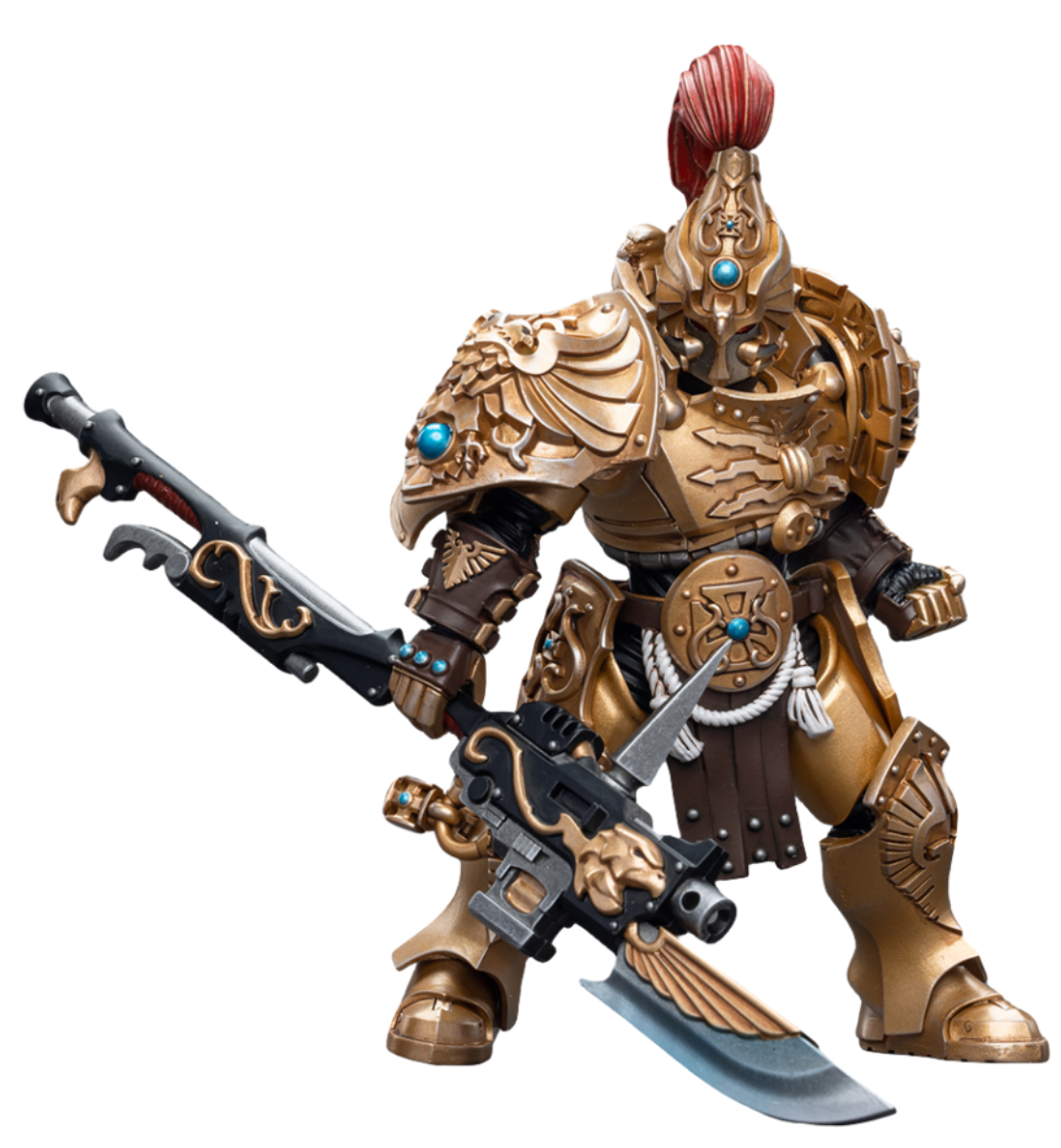 Figurine de collection JoyToy Warhammer 40K : Black Templars Primaris Initiate Brother Raemont, échelle 1:18 (Gardien avec lance de gardien)