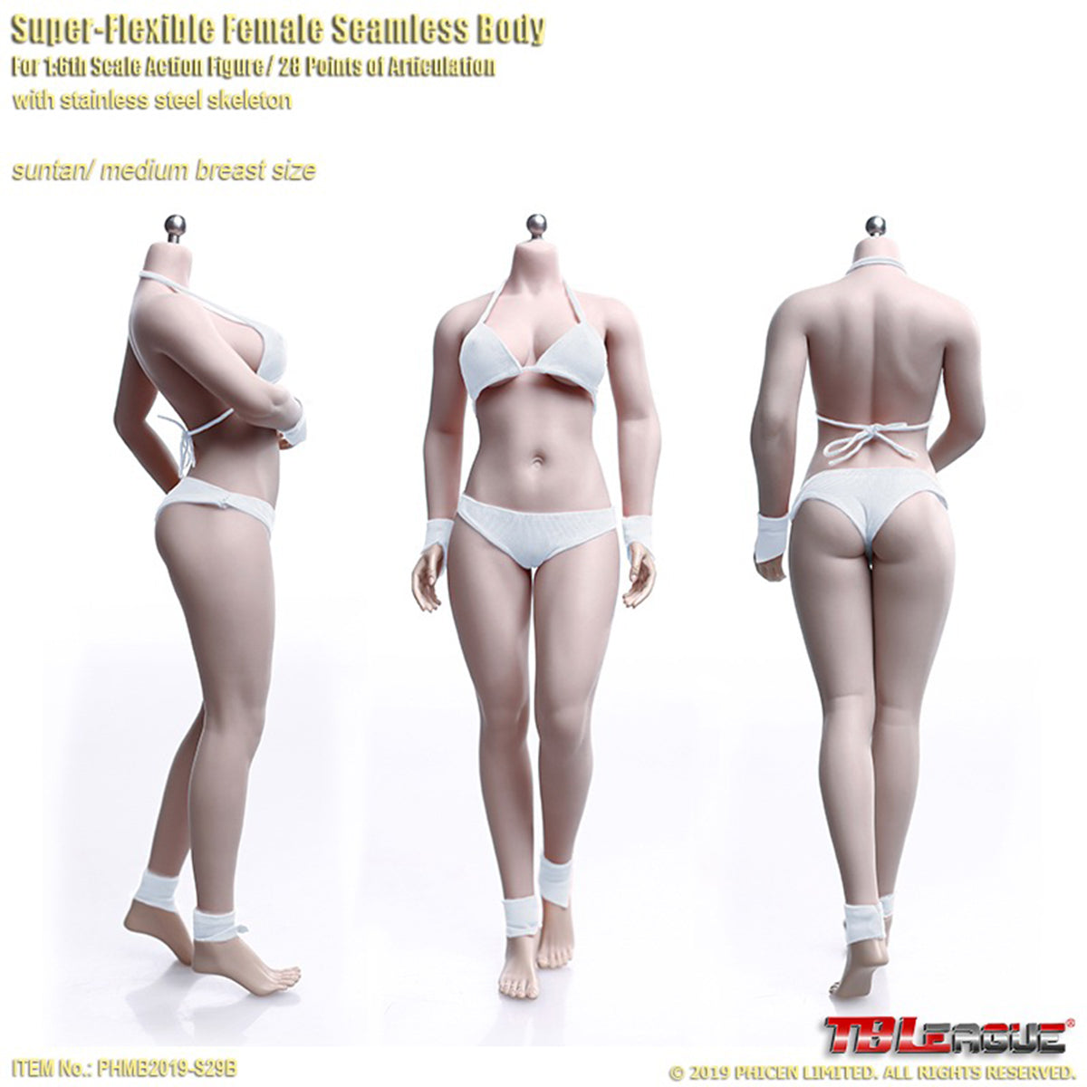 TBLeague Female Seamless Medium Bust Headless Detachable Feet 1/6 Scale Action Figure Body
