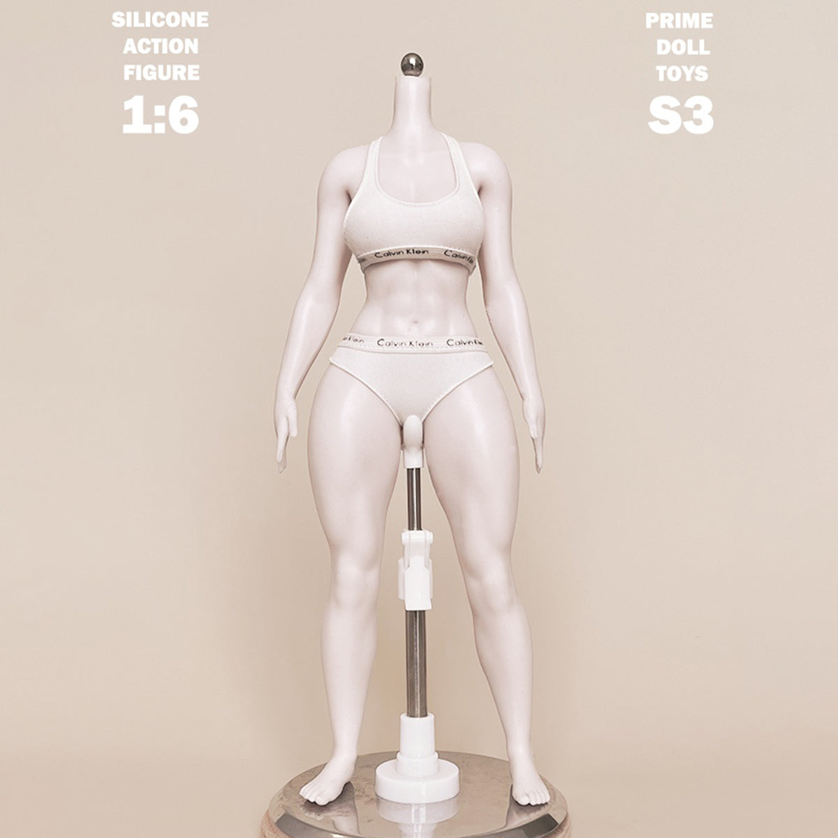 PDTOYS Seamless Platinum Silicone Thick Legs Female Body S3 Integrated Hands & Feet Pale Skin with Body Makeup Articulated Fingers