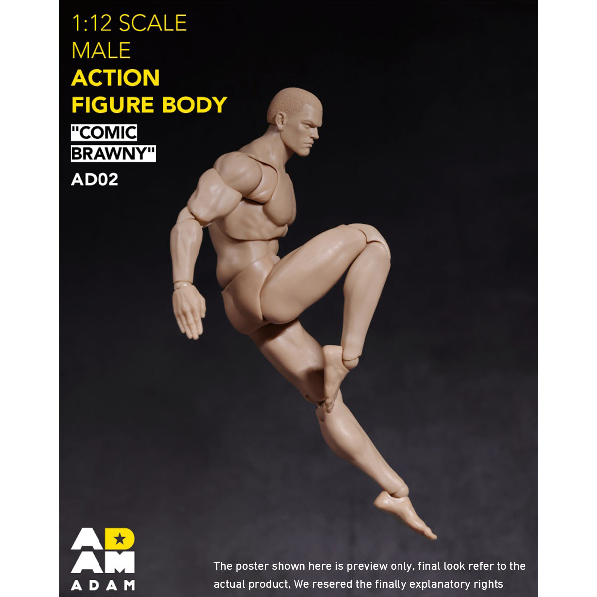ADAM AD02 Articulated Joints Male Super Strong Comic Style 1/12 Scale Action Figure Body