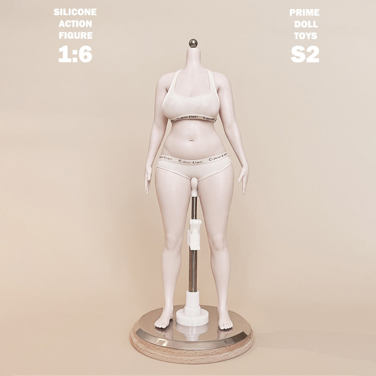 PDTOYS Seamless Platinum Silicone Plus Size Female Body S2 Integrated Hands & Feet Pale Skin with Body Makeup Articulated Fingers