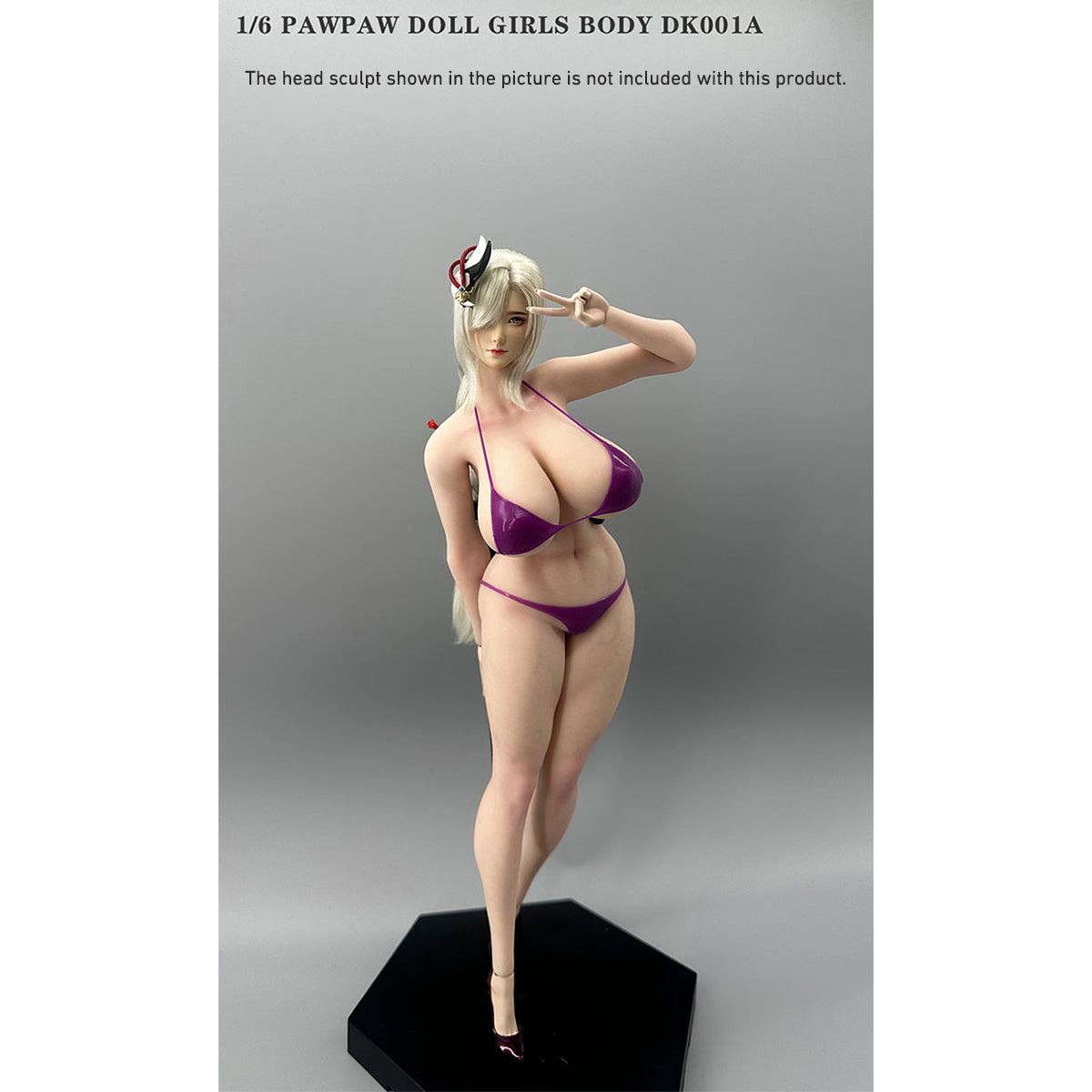 PAWPAW DOLL Female Seamless DK001A Silicone Buxom Type Headless Detachable Feet 1/6 Scale Action Figure Body