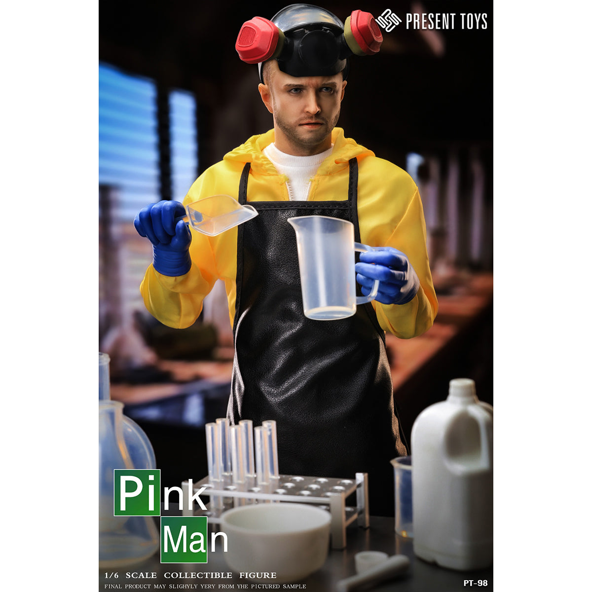 PRESENT TOYS, Pink Man/Toxic White/Scene Set, Action Figures