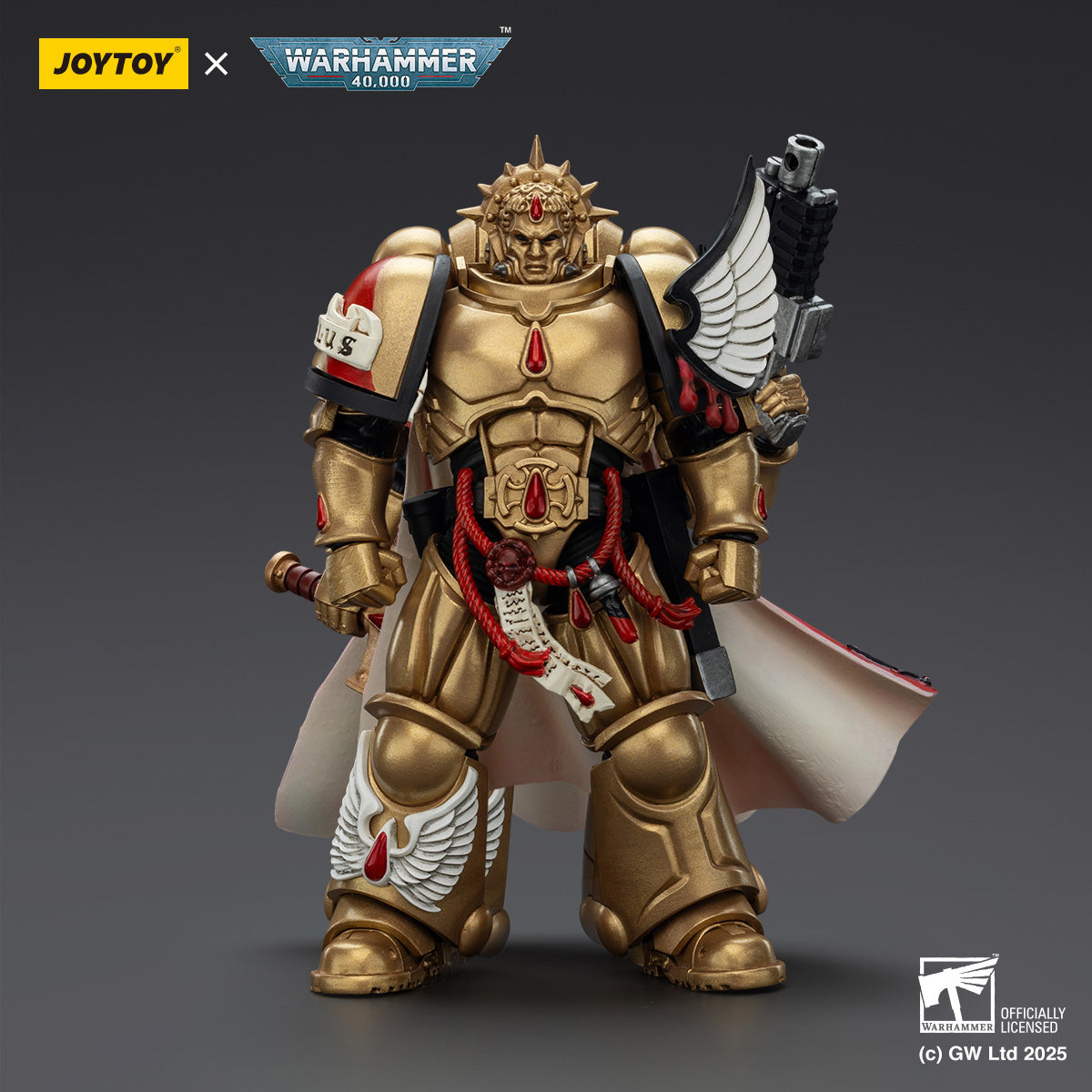 JOYTOY Warhammer 40,000, Razorback with twin lascannon/Captain with Heavy Bolt Pistol & Power Sword/Sanguinary Priest with Heavy bolt pistol chainsword and narthecium/Captain with Inferno Pistol & Power Fist, 1/18 Scale Action Figure