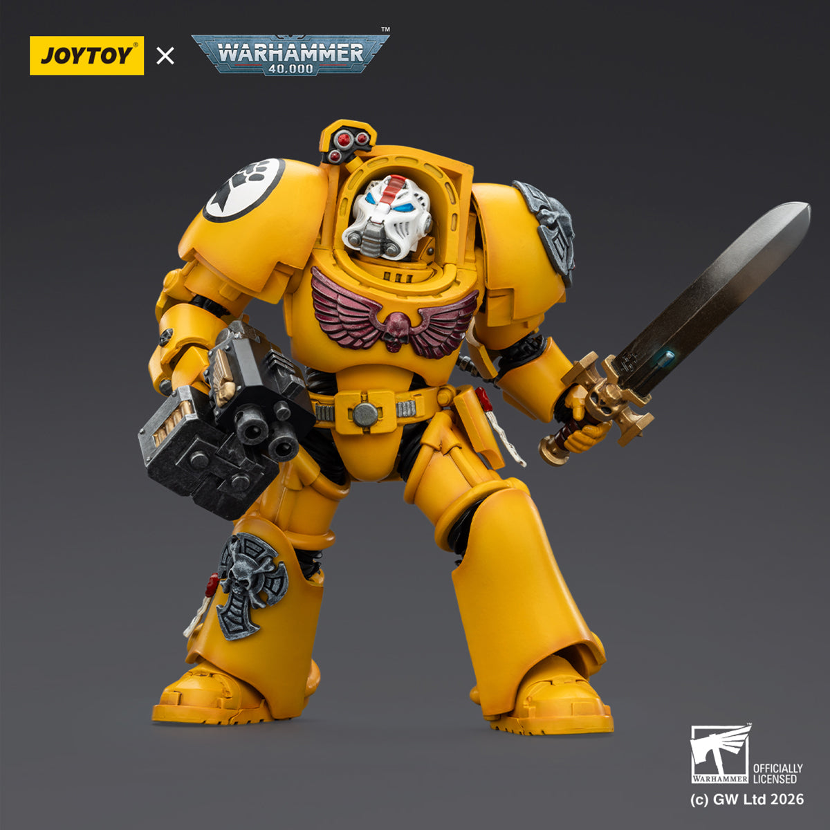 JOYTOY Warhammer 40,000 Imperial Fists Terminator with Power Fist and Assault Cannon & with Power Fist and Storm Bolter & with Power Sword and Storm Bolter Action Figure