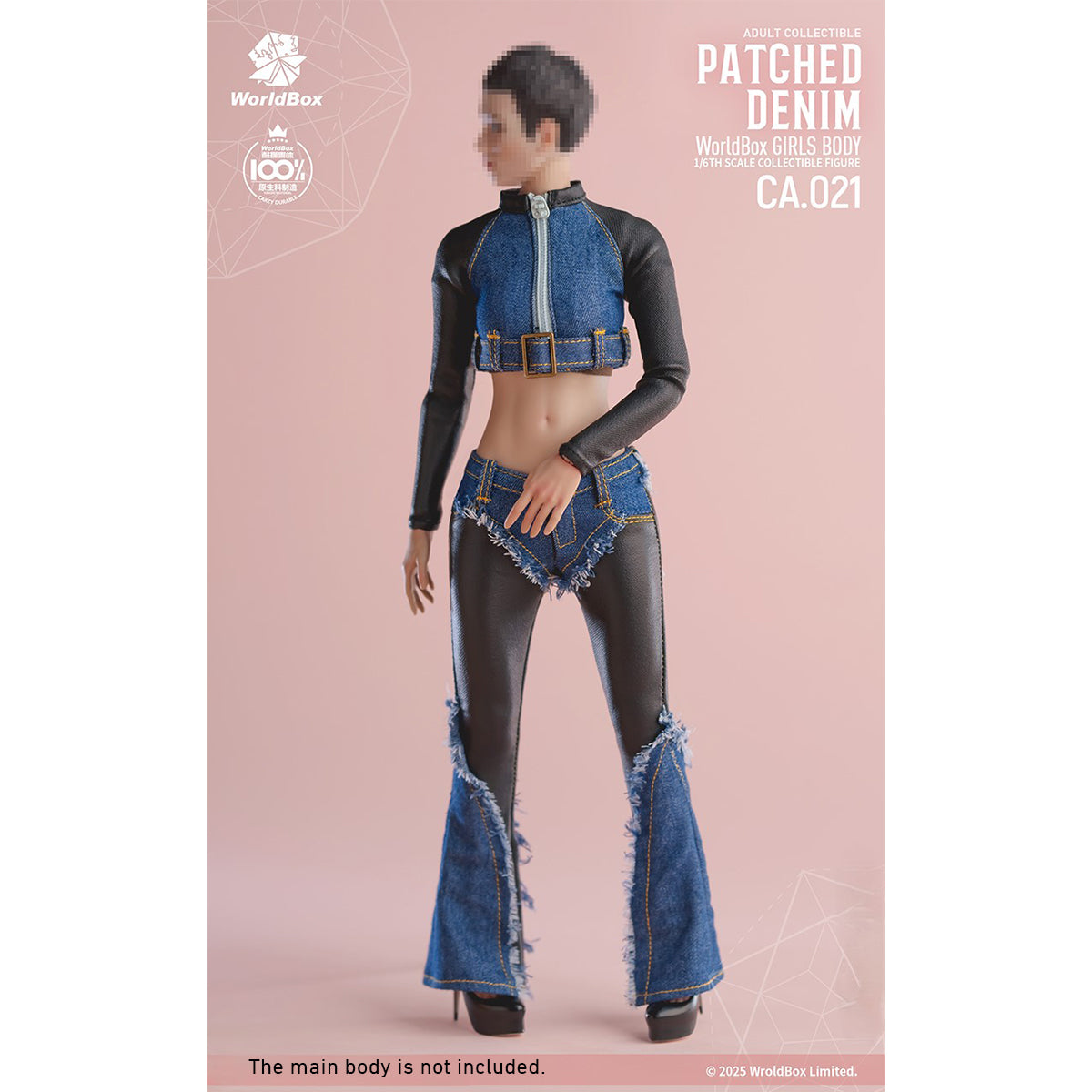 Worldbox Retro Patchwork Denim Suit CA021 Doll Clothes Accessory 1/6 Scale Fit Silicone Action Figure