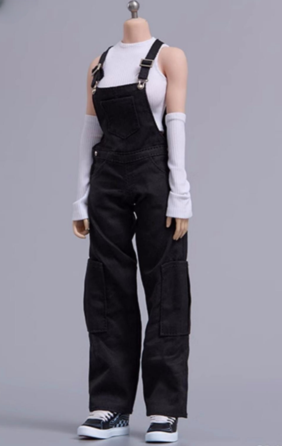 Ropa para muñeca Cdtoys: pantalones negros con tirantes para figura de acción femenina de 30 cm